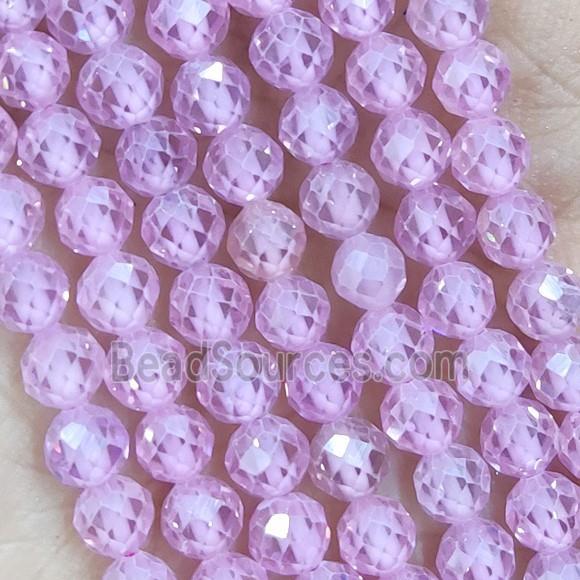 Pink Cubic Zircon Beads Faceted Round