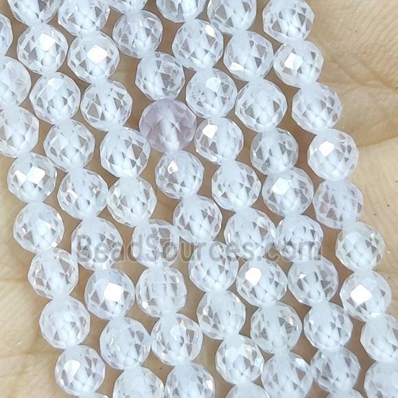 White Cubic Zircon Beads Faceted Round