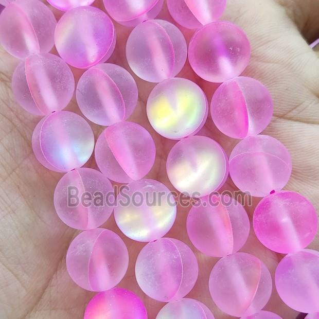 Pink Mermaid Glass Beads Round Matte