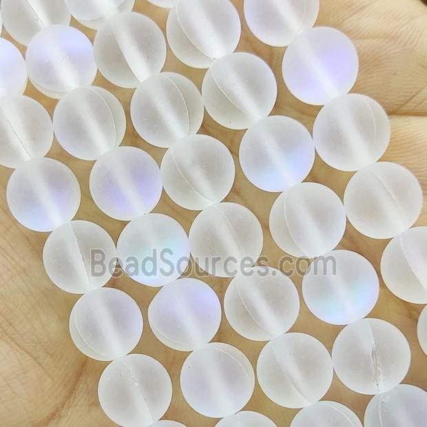 Round White Mermaid Glass Beads Matte