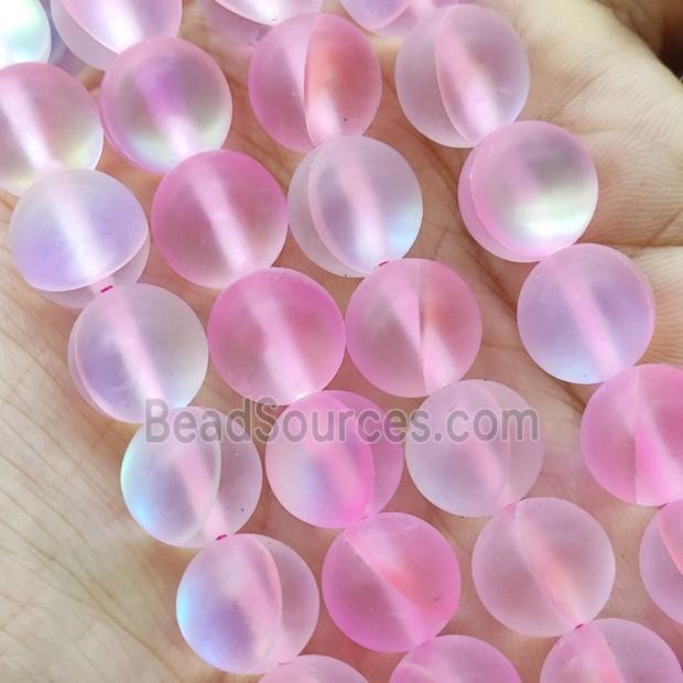 Lt.Pink Mermaid Glass Beads Round Matte