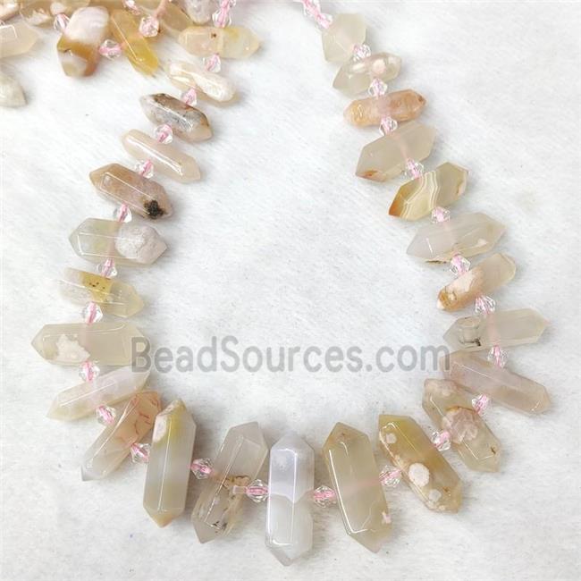 Natural Sakura Cherry Agate Prism Beads Bullet Graduated