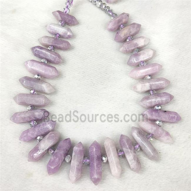 Natural Kunzite Prism Beads Graduated