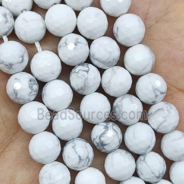 White Howlite Turquoise Beads Faceted Round