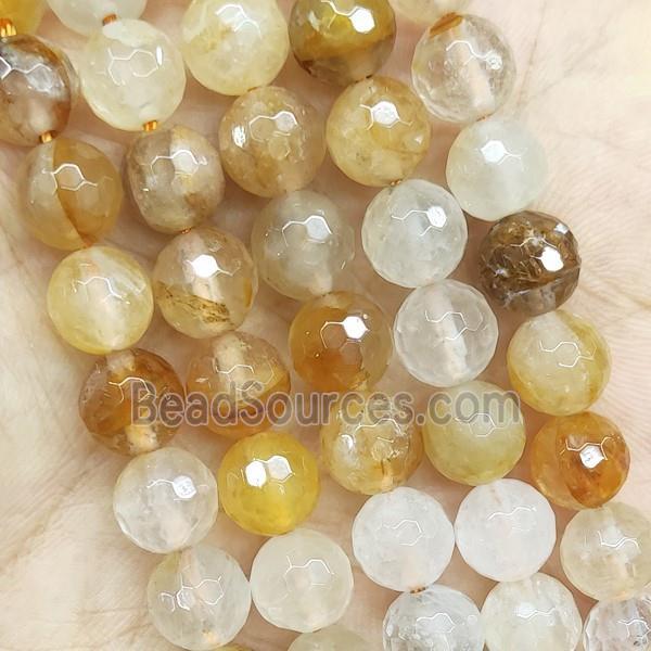 Yellow Iron Quartz Beads Faceted Round