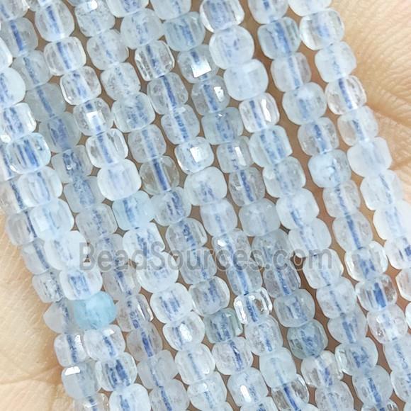 Blue Aquamarine Cube Beads