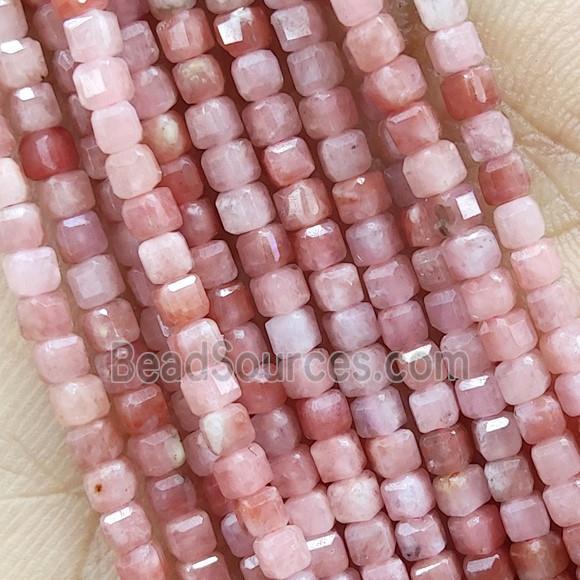 Pink Plum Blossom Jasper Beads Faceted Cube