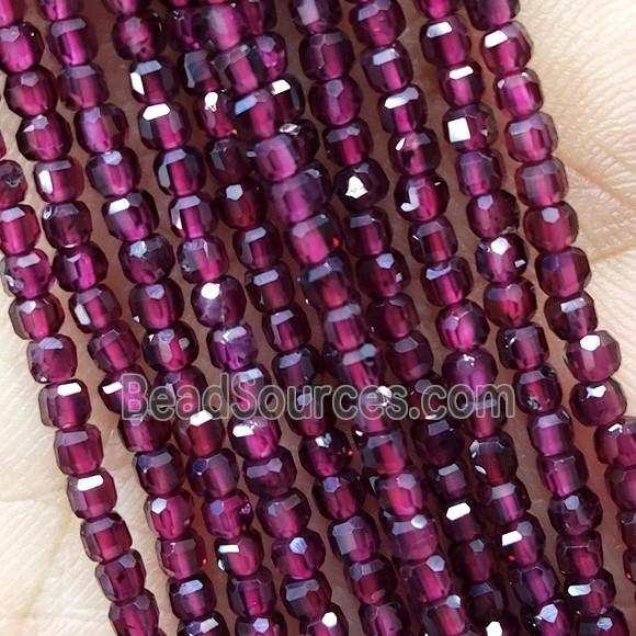 Natural Garnet Cube Beads