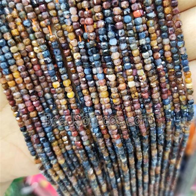 Multicolor Pietersite Jasper Beads Faceted Cube