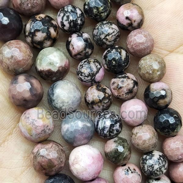 Pink Rhodonite Beads Faceted Round