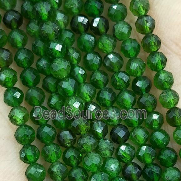 Green Diopside Beads Faceted Round AA-Grade