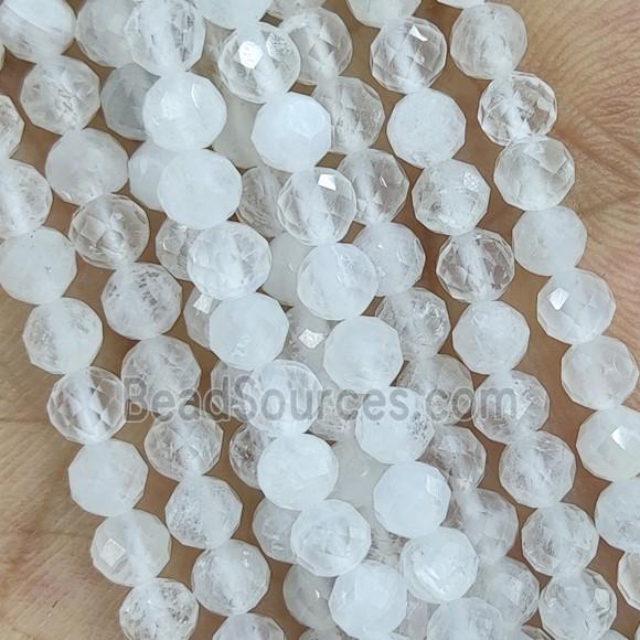 White Moonstone Beads Faceted Round