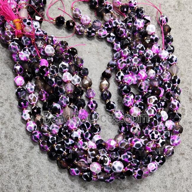 Natural Agate Beads Pink Dye Cut Round