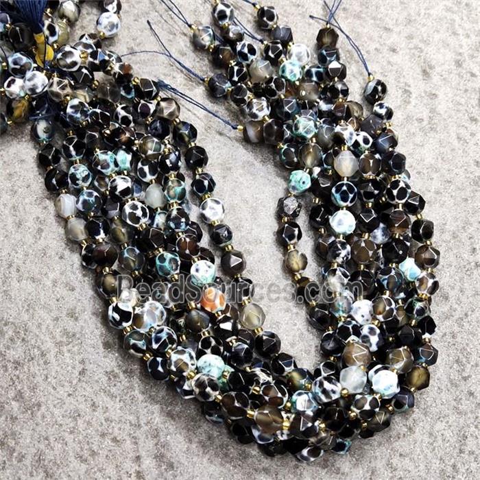 Natural Agate Beads Green Dye Cut Round