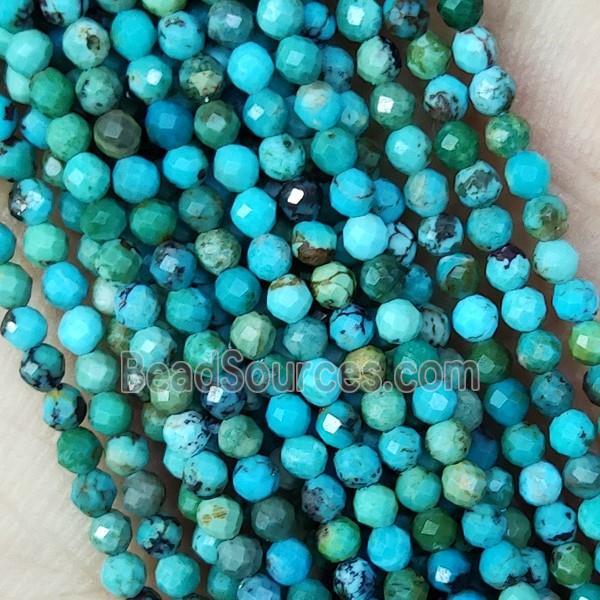 Natural Hubei Turquoise Beads Tiny Faceted Round