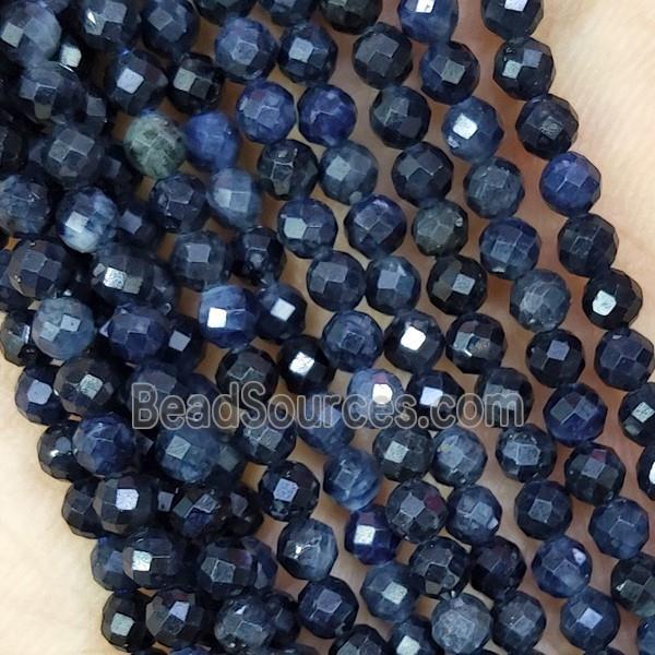 Sapphire Beads Darkblue Faceted Round