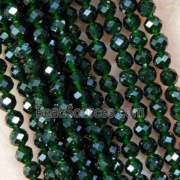 Green Sandstone Beads Faceted Round