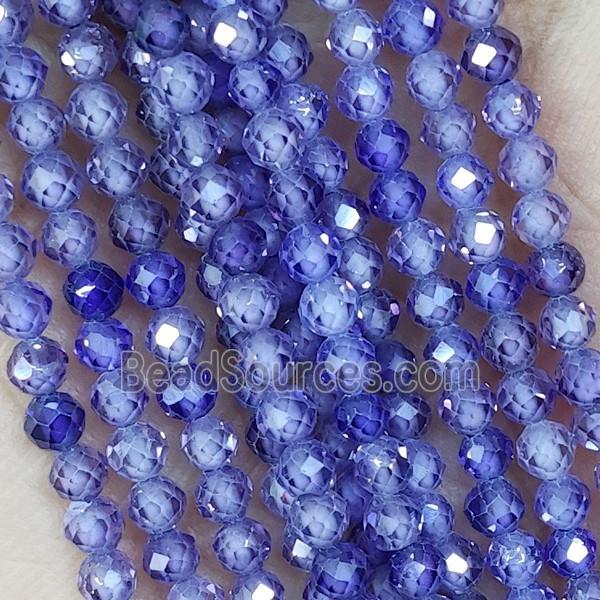 Purple Cubic Zircon Beads Faceted Round