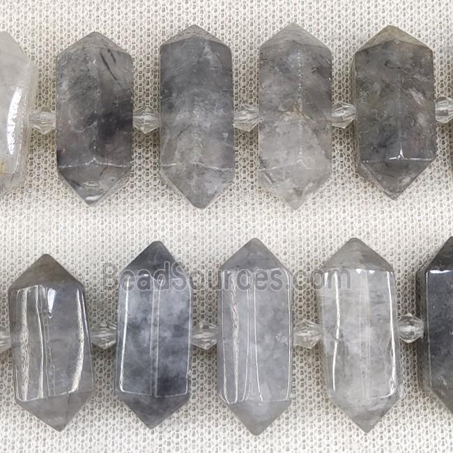 Gray Cloudy Quartz Bullet Beads