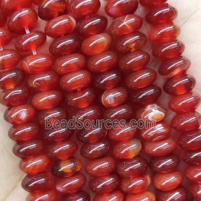 Red Carnelian Agate Rondelle Beads Smooth