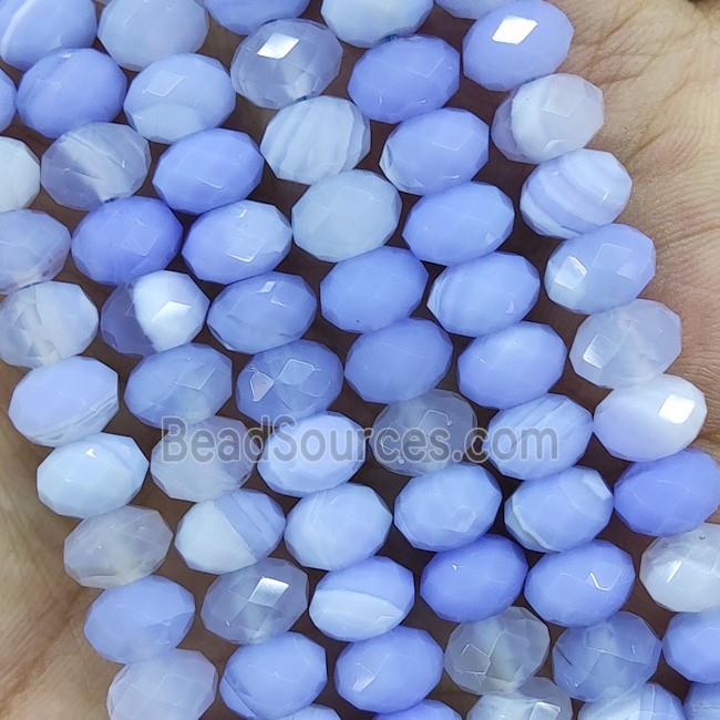 Blue Striped Agate Beads Faceted Rondelle