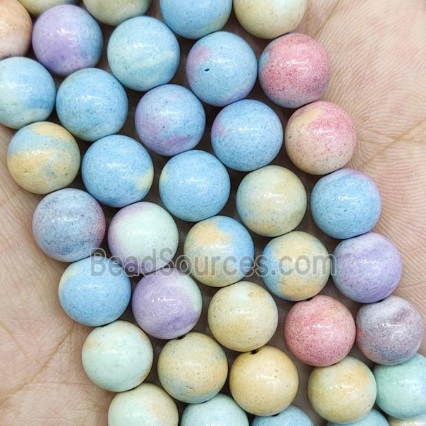 Multicolor Alashan Agate Beads Smooth Round