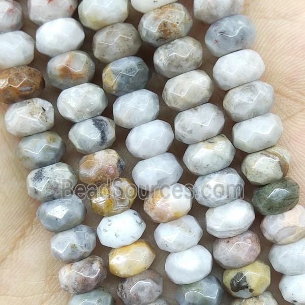 Natural Bamboo Agate Beads Faceted Rondelle