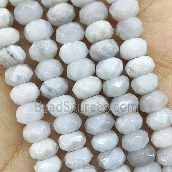 White Crazy Agate Beads Faceted Rondelle