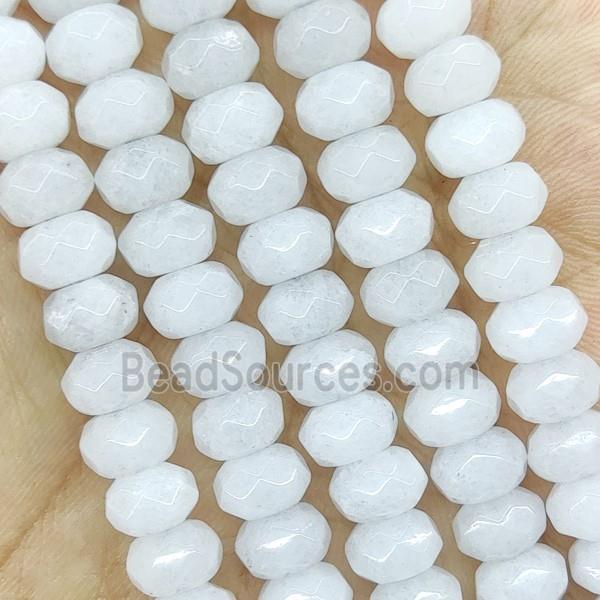 White Jade Beads Faceted Rondelle