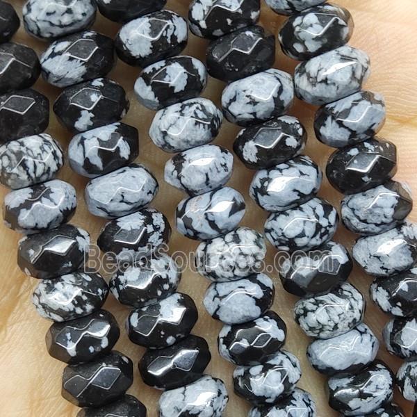 Black Snowflake Jasper Beads Faceted Rondelle