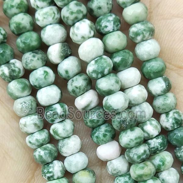 Green Dalmatian Jasper Beads Faceted Rondelle