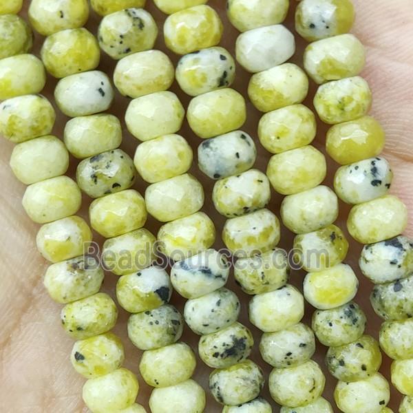 Yellow Turquoise Beads Faceted Rondelle