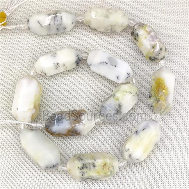 White Moss Opal Prism Beads