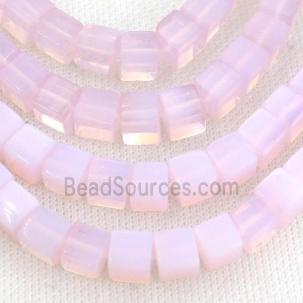 Pink Opalite Cube Beads