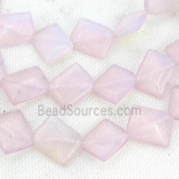 Pink Opalite Square Beads Corner-Drilled