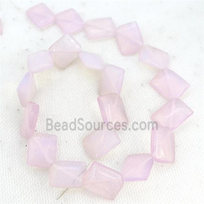 Pink Opalite Square Beads Corner-Drilled