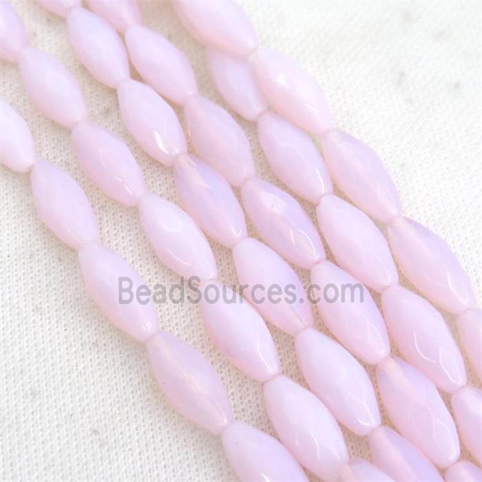Pink Opalite Beads Faceted Rice