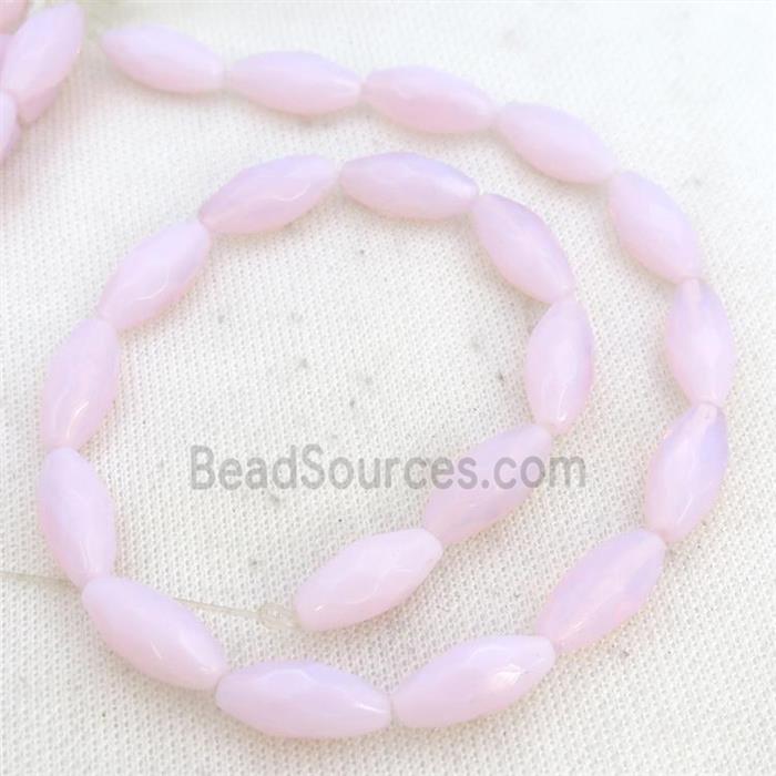Pink Opalite Beads Faceted Rice