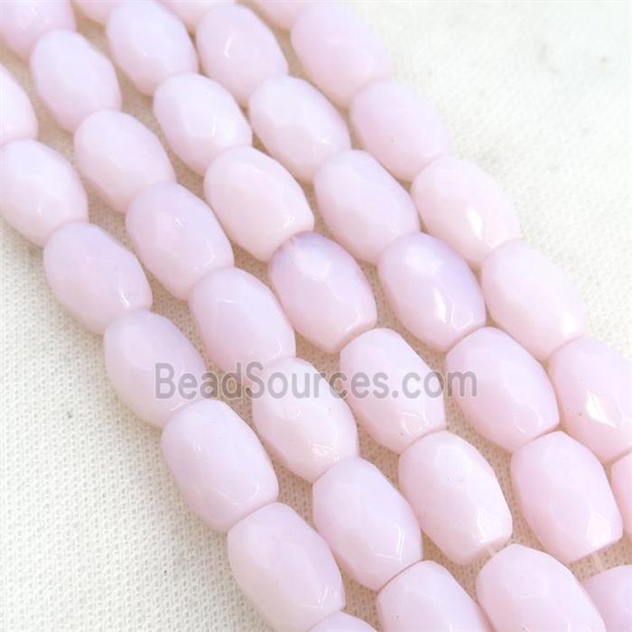 Pink Opalite Beads Faceted Barrel