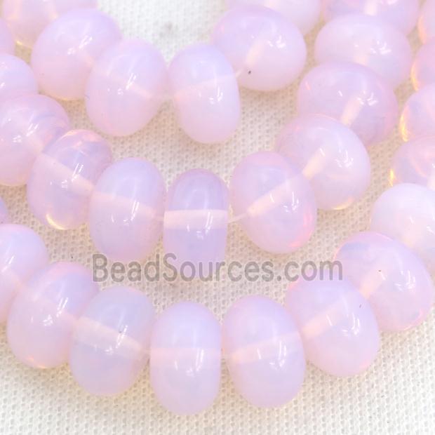 Pink Opalite Rondelle Beads Smooth