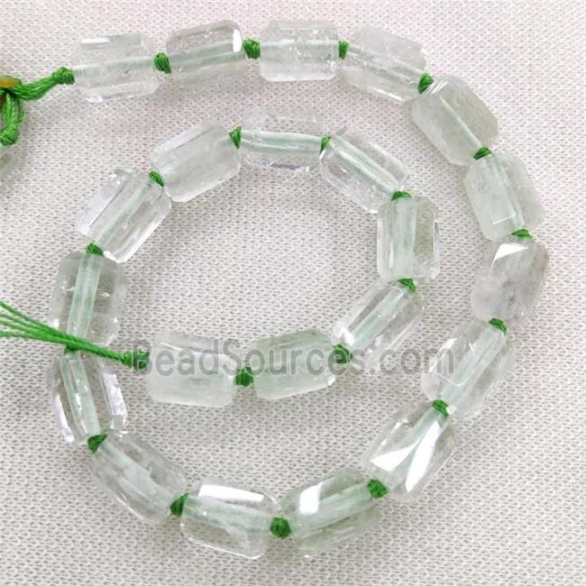 Natural Green Quartz Column Beads Faceted