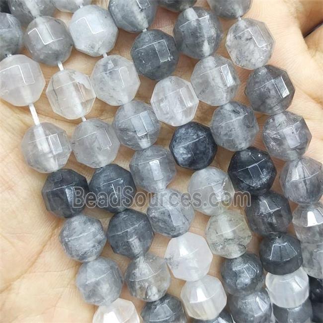 Gray Cloudy Quartz Prism Beads