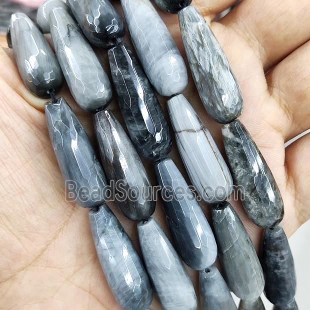 Natural Hawkeye Stone Jasper Beads Faceted Teardrop