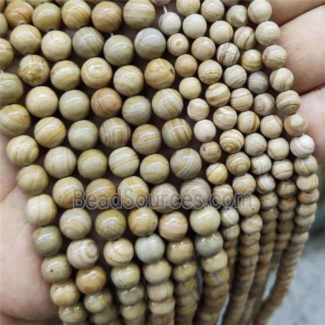 Yellow Wood Lace Jasper Beads Smooth Round Dye