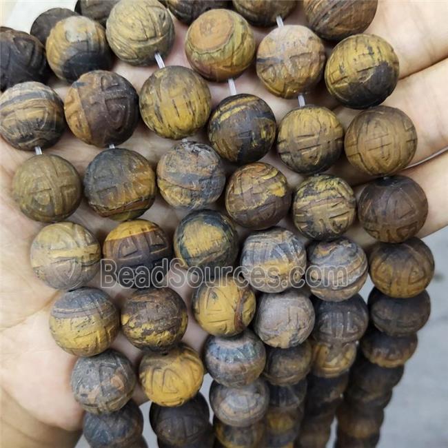 Tiger Eye Stone Beads Round Carved