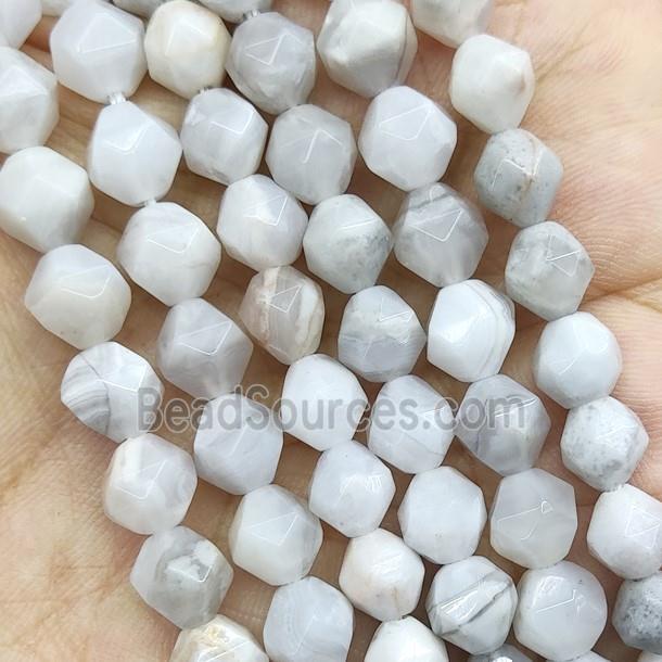 White Crazy Agate Beads Cut Round