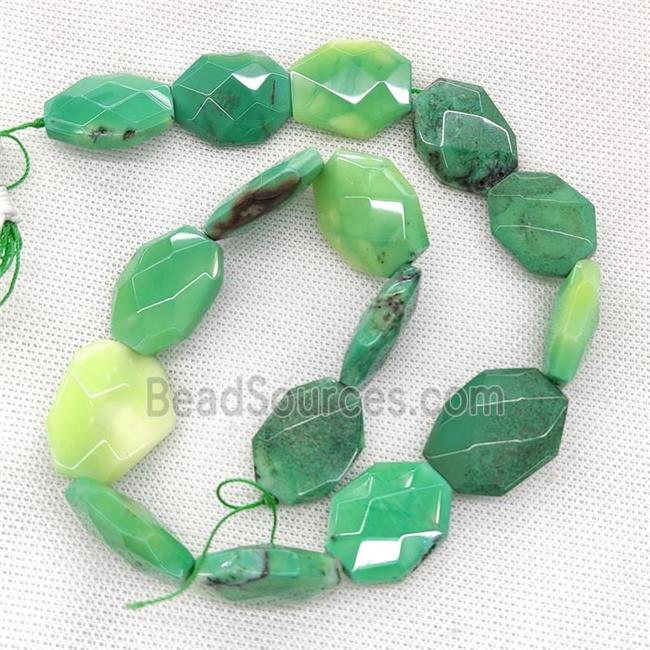 Natural Green Grass Agate Beads Faceted Slice