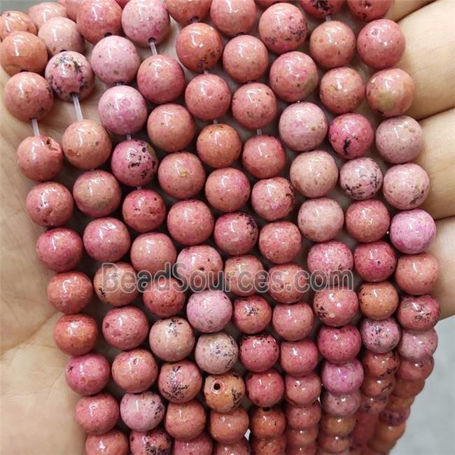 Pink Jasper Beads Smooth Round Dye