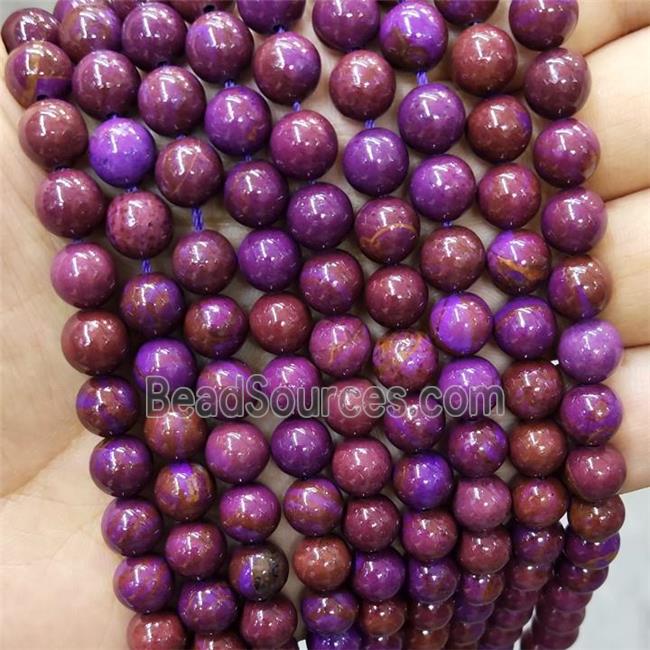 Purple Jasper Beads Smooth Round Dye