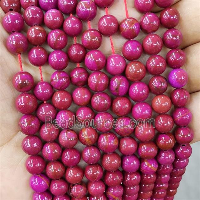 Hotpink Jasper Beads Smooth Round Dye